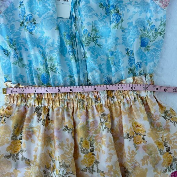 NWT LoveShackFancy popover silk mini dress rainbow cloud Gorgeous Floral Small - Picture 8 of 11
